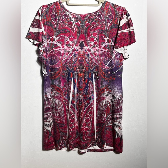 Apt. 9 Pink Purple Y2K Vibrant Paisley Blouse 1X - Picture 2 of 7